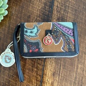Spartina 449 | Daufuski Island Paisley Linen & Leather Wristlet/Wallet, NWT
